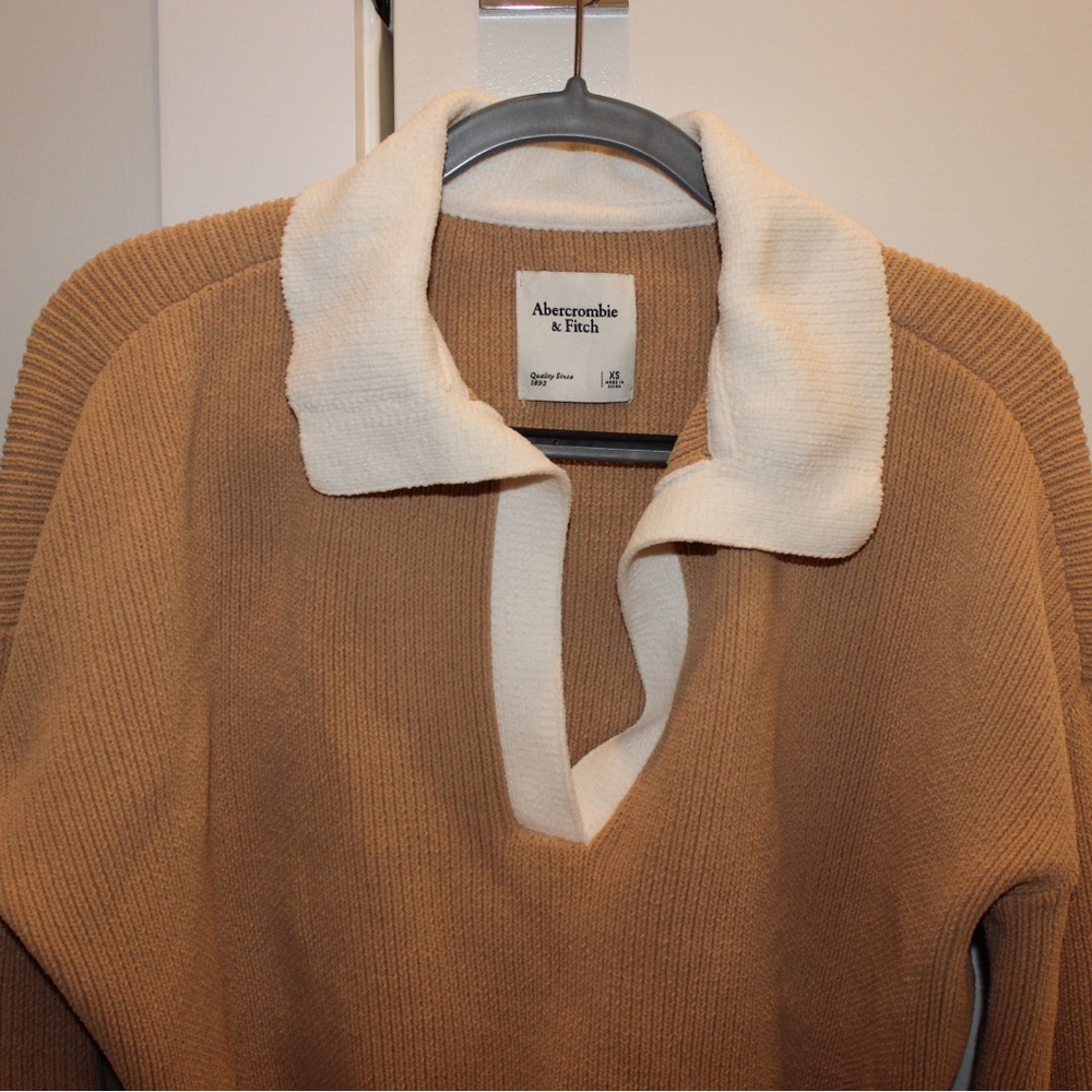 Abercrombie Chenille Notch Neck Polo Knit